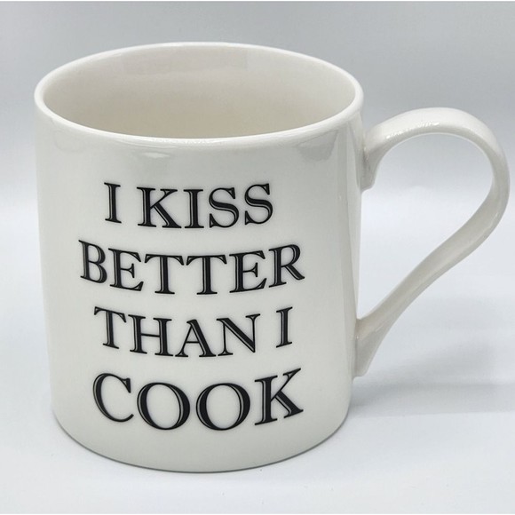 Home‎ Essentials White Ceramic Coffee Mug I Kiss Better Than I Cook Printed - Picture 9 of 10